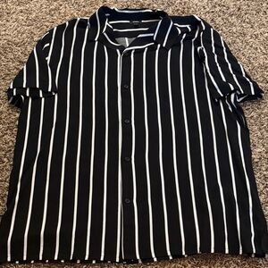 Express Black and White Striped Casual Shirt